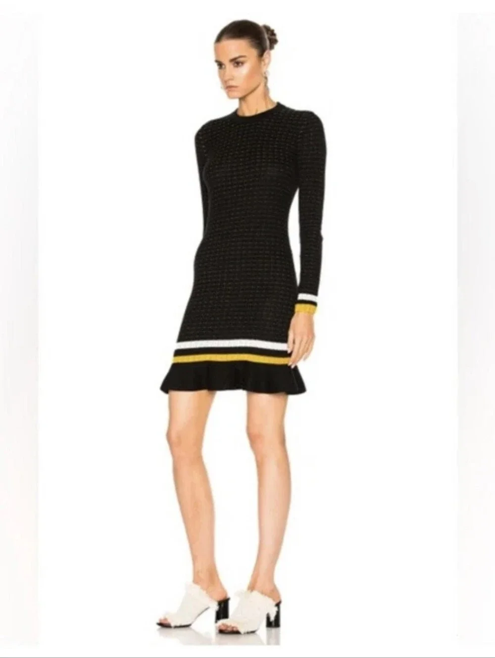 Phillip Lim Striped Ruffle Hem Knit Dress. - Picture 9 of 16